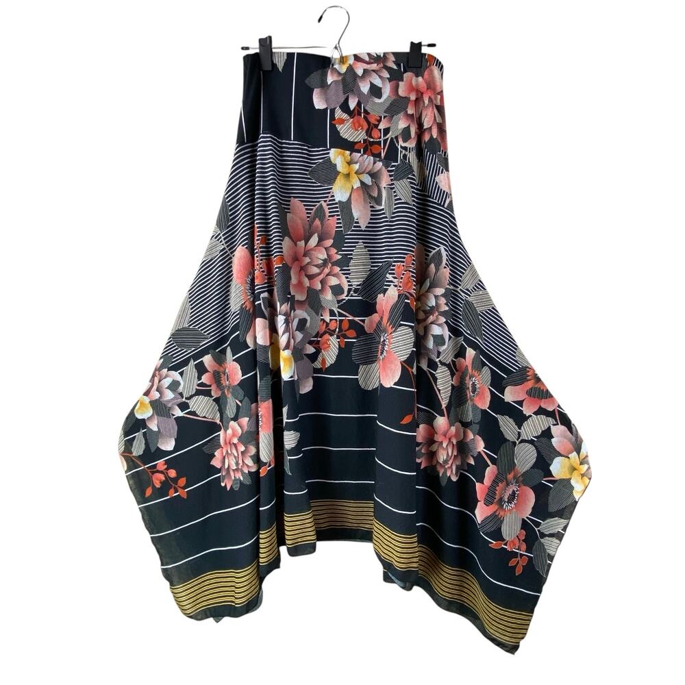 Petit Pois By Vivianna G Floral Midi Skirt Size M Art To Wear Boho
